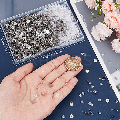 1600Pcs 2 Styles  304 Stainless Steel Flat Round Blank Peg Stud Earring Findings FIND-BBC0003-53A-1