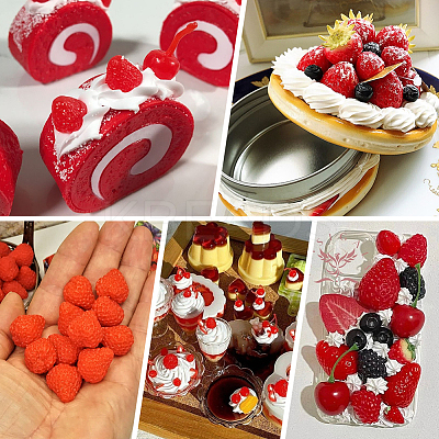 60Pcs PVC Strawberry Display Decorations DJEW-SC0001-32-1