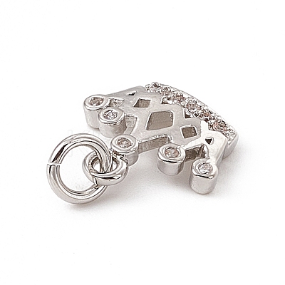 Brass Micro Pave Clear Cubic Zirconia Crown Charms ZIRC-F132-64P-1