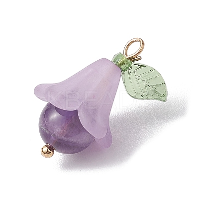 5Pcs 5 Styles Natural Amethyst & Dyed Quartz Crystal & Green Aventurine & Rose Quartz & Synthetic Green Turquoise Pendants PALLOY-TA00147-1