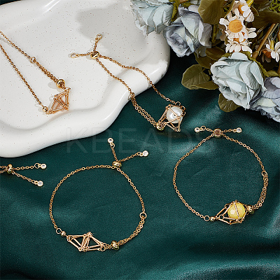 6Pcs Adjustable Brass Macrame Pouch Bracelet Making for Stone Holder AJEW-SC0003-69G-1