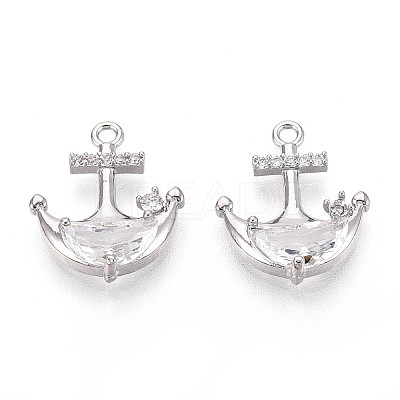 Brass Micro Pave Cubic Zirconia Pendants KK-N267-03A-P-1