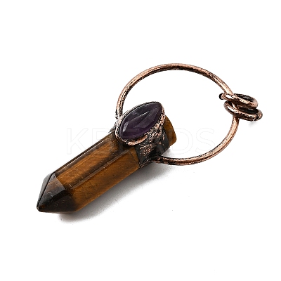 Natural Tiger Eye Faceted Pointed Bullet Big Pendants G-Q350-05C-1