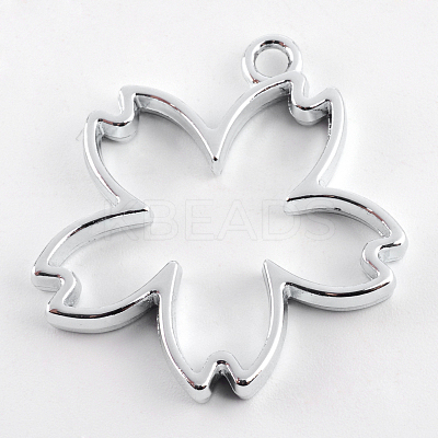 Rack Plating Alloy Sakura Open Back Bezel Pendants X-PALLOY-S047-36D-FF-1