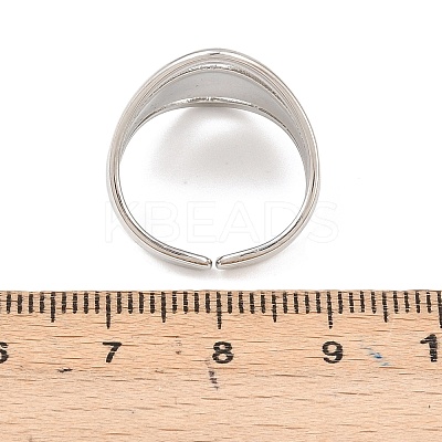 US Size 7 304 Stainless Steel Cuff Rings LS-RJEW-D336-04P-1