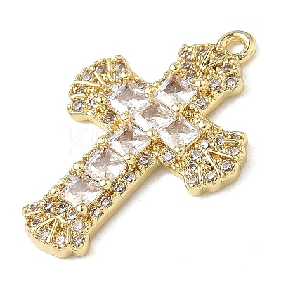 Brass Micro Pave Cubic Zirconia Pendants KK-P342-15G-02-1