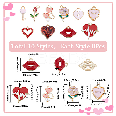 80Pcs 10 Style Alloy Enamel Pendants ENAM-SC0004-52-1