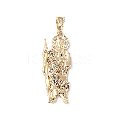 Brass Clear Cubic Zirconia Pendants KK-Z050-03G-07-1