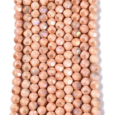 Ombre Effect Dyed Electroplate Opaque Glass Beads Strands LS-EGLA-Q130-01A-18-1