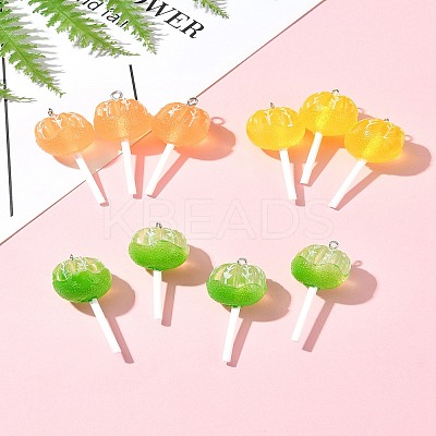 9Pcs 3 Colors Translucent Resin Imitation Food Pendants FIND-FS0002-90-1