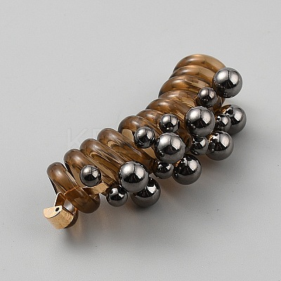 TPU & Zinc Alloy Rose Flower Braided Phone Cord Hair Ties OHAR-WH0014-09B-1