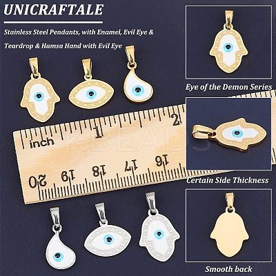 6Pcs 6 Style 304 Stainless Steel Pendants STAS-UN0039-43-1