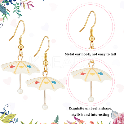 3 Pairs 3 Colors 3D Umbrella Acrylic Dangle Earrings EJEW-AN0002-97-1