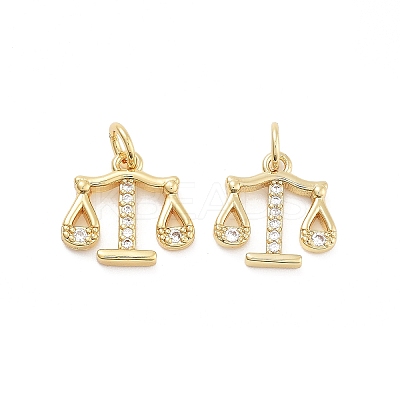 Balance Rack Plating Brass Micro Pave Cubic Zirconia Charms KK-G512-23G-1