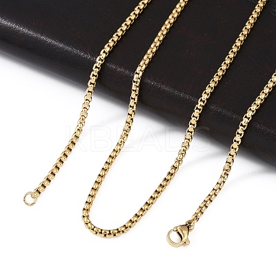 PVD Vacuum Plating 304 Stainless Steel Box Chain Necklaces NJEW-P244-01G-1