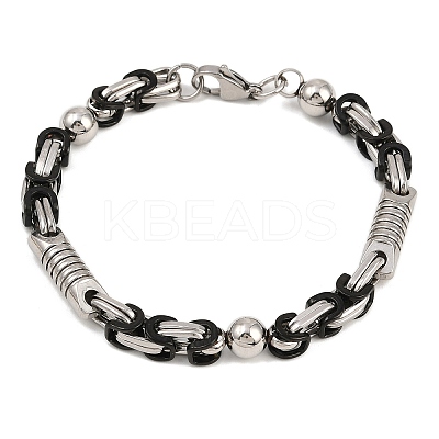 201 Stainless Steel Byzantine Chain Bracelets for Women BJEW-B143-09EBP-1