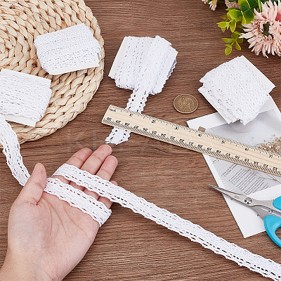 4 Rolls 4 Styles Cotton Flower Lace Ribbon OCOR-FG0002-77A-1