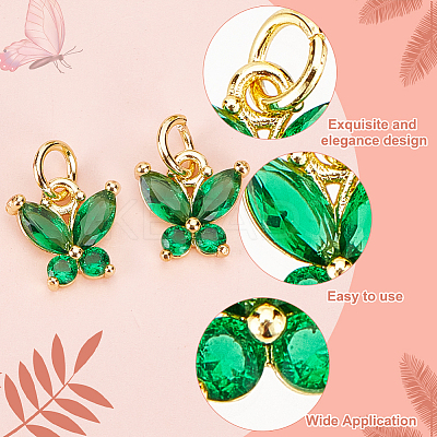 16Pcs 8 Colors Rack Plating Brass Inlaid Cubic Zirconia Charms KK-DC0001-82-1