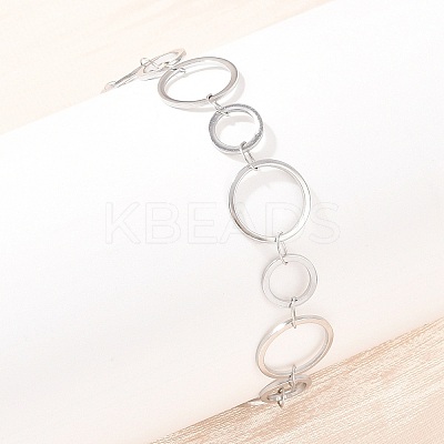 304 Stainless Steel Link Chain Bracelets for Women BJEW-P373-03A-P-1