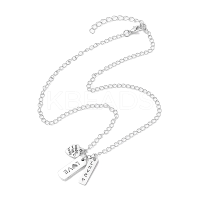 Valentine's Day Alloy and 201 Stainless Steel Word Love Pendant Necklaces NJEW-JN04693-1
