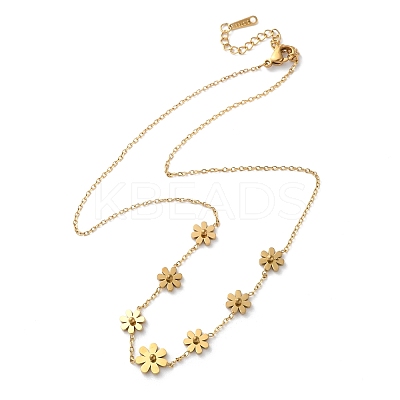 316 Surgical Stainless Steel Flower Link Chain Necklaces for Women LS-NJEW-P324-06G-1