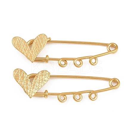Crisscross Heart 304 Stainless Steel Safety Pins Brooch Findings SA-CBA098D-15E-G03-1