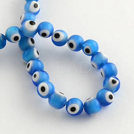 Round Handmade Evil Eye Lampwork Beads LAMP-R114-6mm-03-1