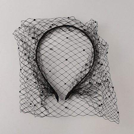 Bridal Rhinestone Mesh Veil Cloth Hair Bands DIY-WH0430-744B-1