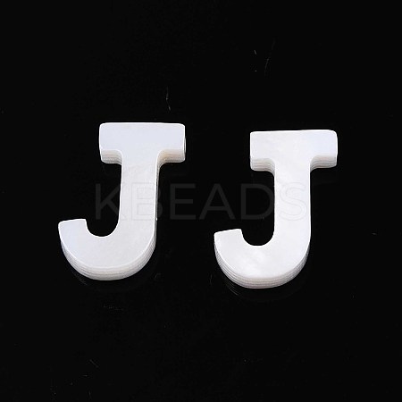 Natural Freshwater Shell Letter Charms BSHE-ZX007-02J-1