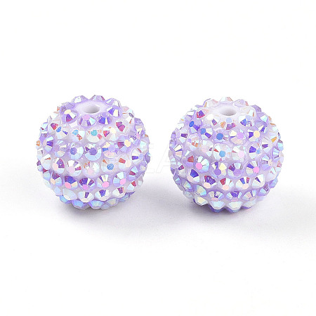 Stripe Pattern Resin AB Rhinestone Round Beads RESI-S313-18x20-16-1