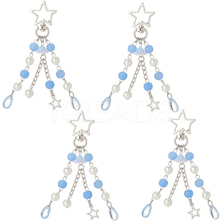 4Pcs Acrylic & ABS Plastic Pearl Jellyfish Pendant Decorations KEYC-SP0001-32B-1