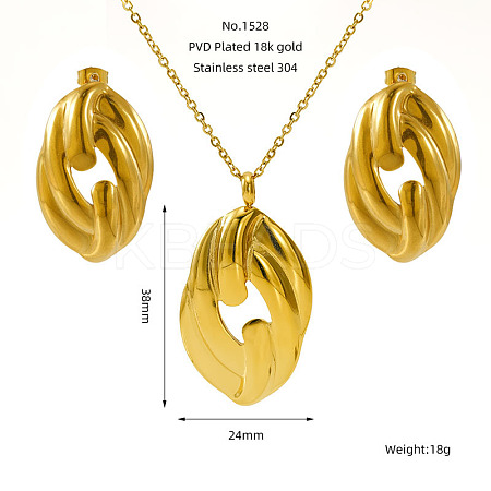 304 Stainless Steel Pendant Necklaces & Stud Earrings FS-WG14082-01-1
