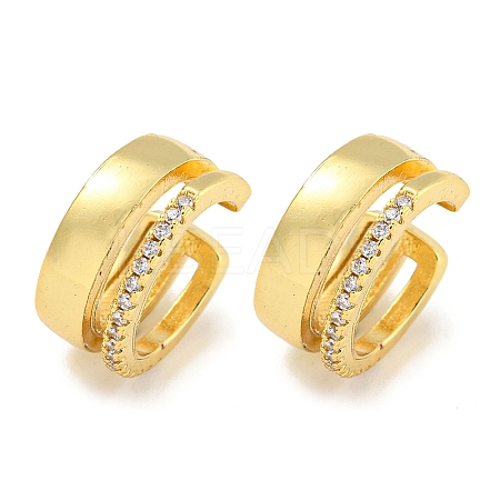 Brass Micro Pave Cubic Zirconia Cuff Earrings EJEW-C104-096G-1