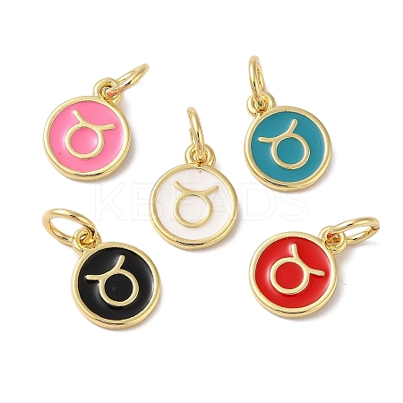 Real 18K Gold Plated Brass Enamel Charms KK-L216-001G-D-1