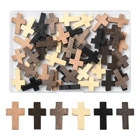 50Pcs 5 Styles Wooden Pendants FIND-YW0005-73-1