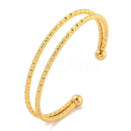 Ion Plating(IP) Textured 304 Stainless Steel Wrap Cuff Bangle for Women BJEW-P331-16G-1