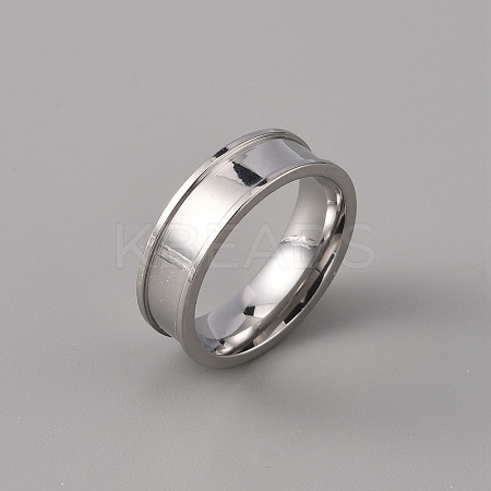 201 Stainless Steel Grooved Finger Ring Settings LS-STAS-WH0027-27B-P-1