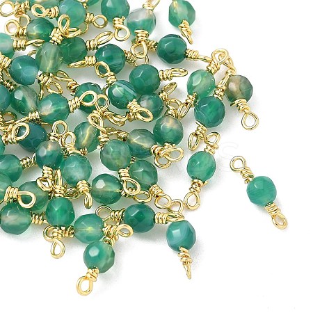 Dyed Natural Agate Faceted Round Connector Charms KK-C097-06G-02-1