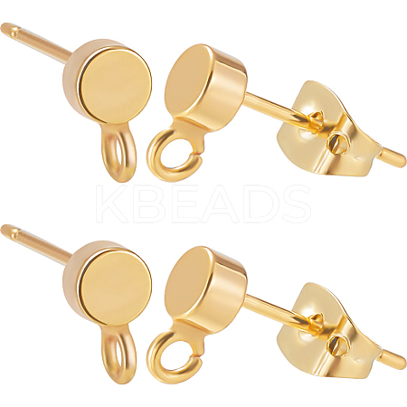 20Pcs Flat Round Brass Stud Earring Findings KK-BBC0013-96A-1