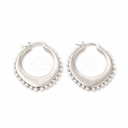 Oval Rack Plating Brass Hoop Earrings for Women EJEW-H091-18P-1