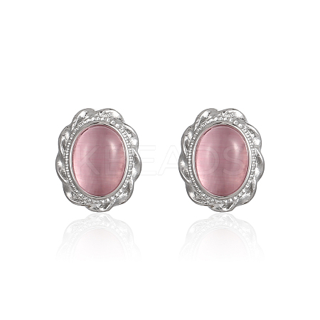 304 Stainless Steel Cat Eye Stud Earrings for Women OW6871-2-1