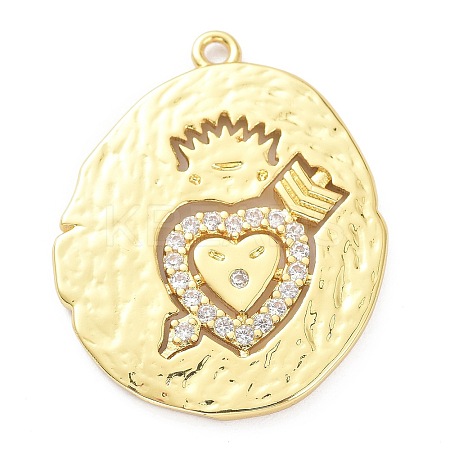 Brass Micro Pave Clear Cubic Zirconia Pendants ZIRC-P085-23G-1
