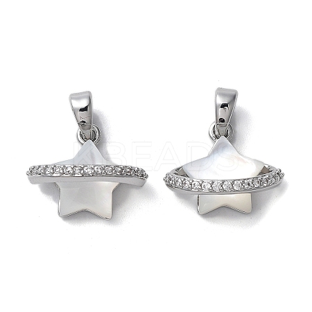Brass Micro Pave Clear Cubic Zirconia Pendants KK-B102-29P-1