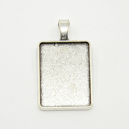 Tibetan Style Alloy Rectangle Pendant Cabochon Settings X-TIBEP-M021-A-05AS-RS-1