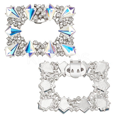 2Pcs Platinum Alloy & Rhinestone Detachable Shoe Buckle Clips FIND-FG0003-12-1