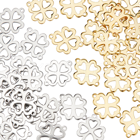 40Pcs 2 Colors 201 Stainless Steel Connector Charms STAS-UN0051-73-1