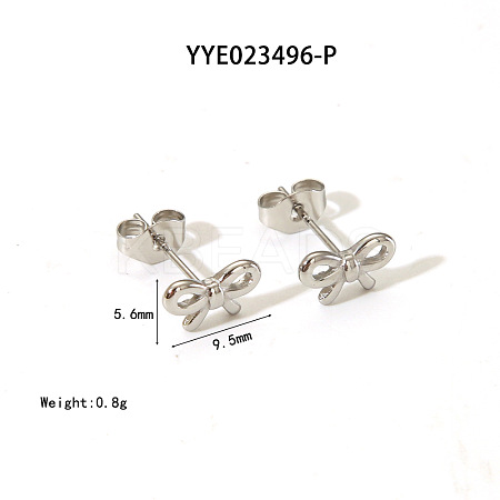 Elegant 304 Stainless Steel Bowknot Stud Earrings LS-CR5364-4-1