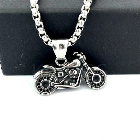 Stainless Steel Motorcycle Pendant Necklaces for Punk Vintage Men's Jewelry CM7927-1