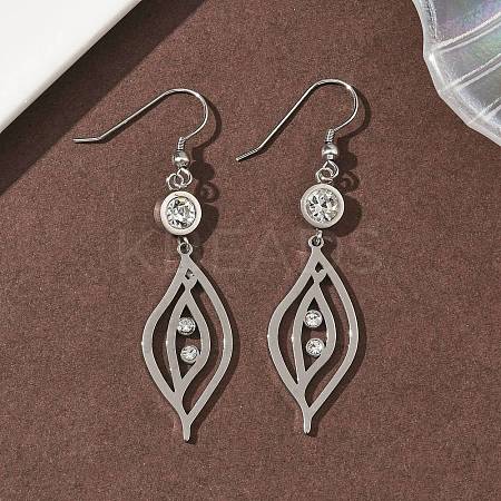 304 Stainless Steel Leaf Dangle Earrings EJEW-Z129-13P-1
