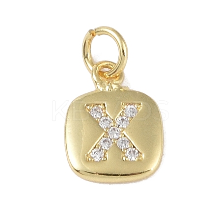 Rack Plating Brass Micro Pave CLear Cubic Zirconia Charms KK-E110-14G-X-1